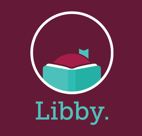 Libby cartoon logo with girl reading book