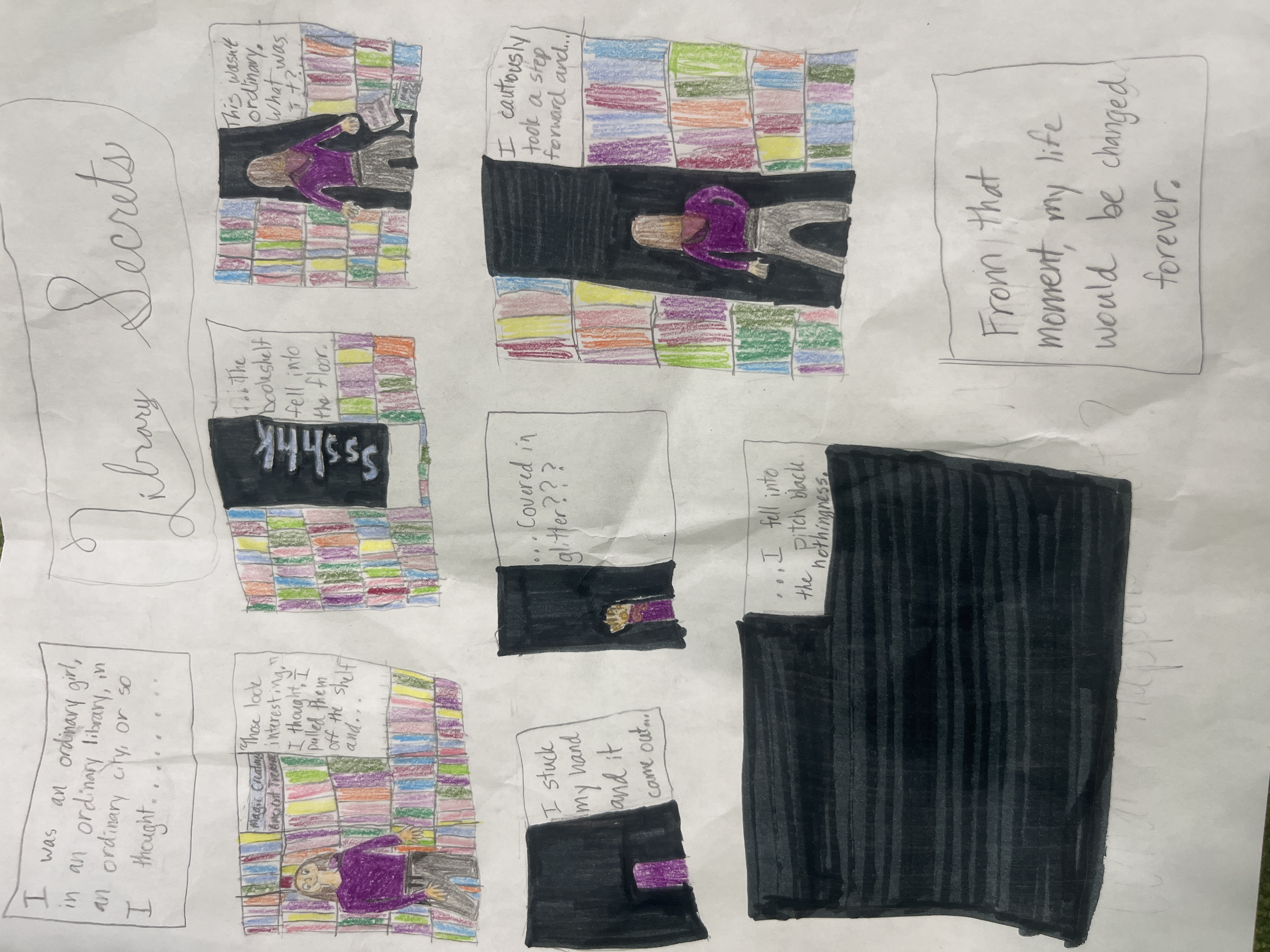 Library Secrets Comic drawing