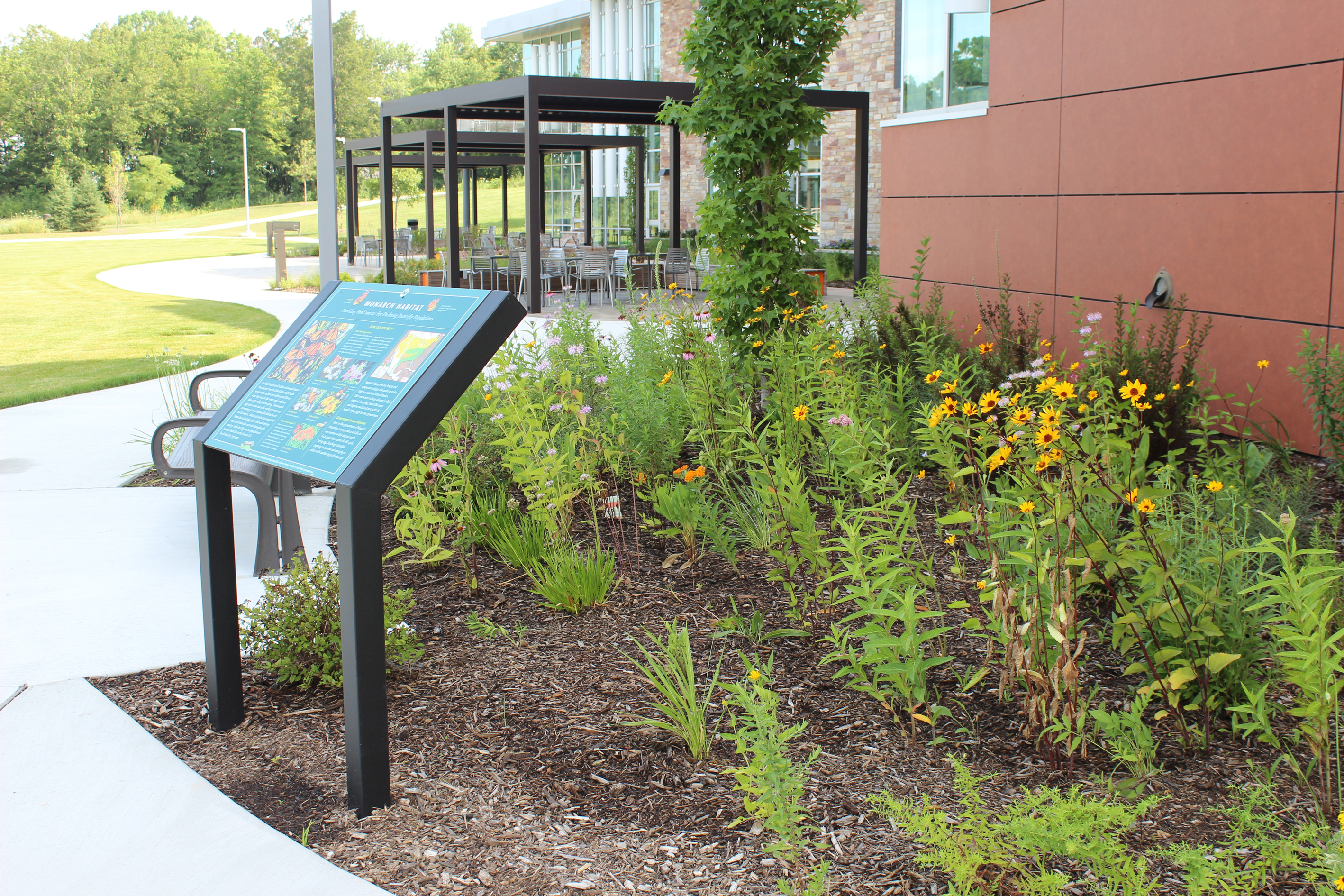 Photograph of the butterfly garden and sign