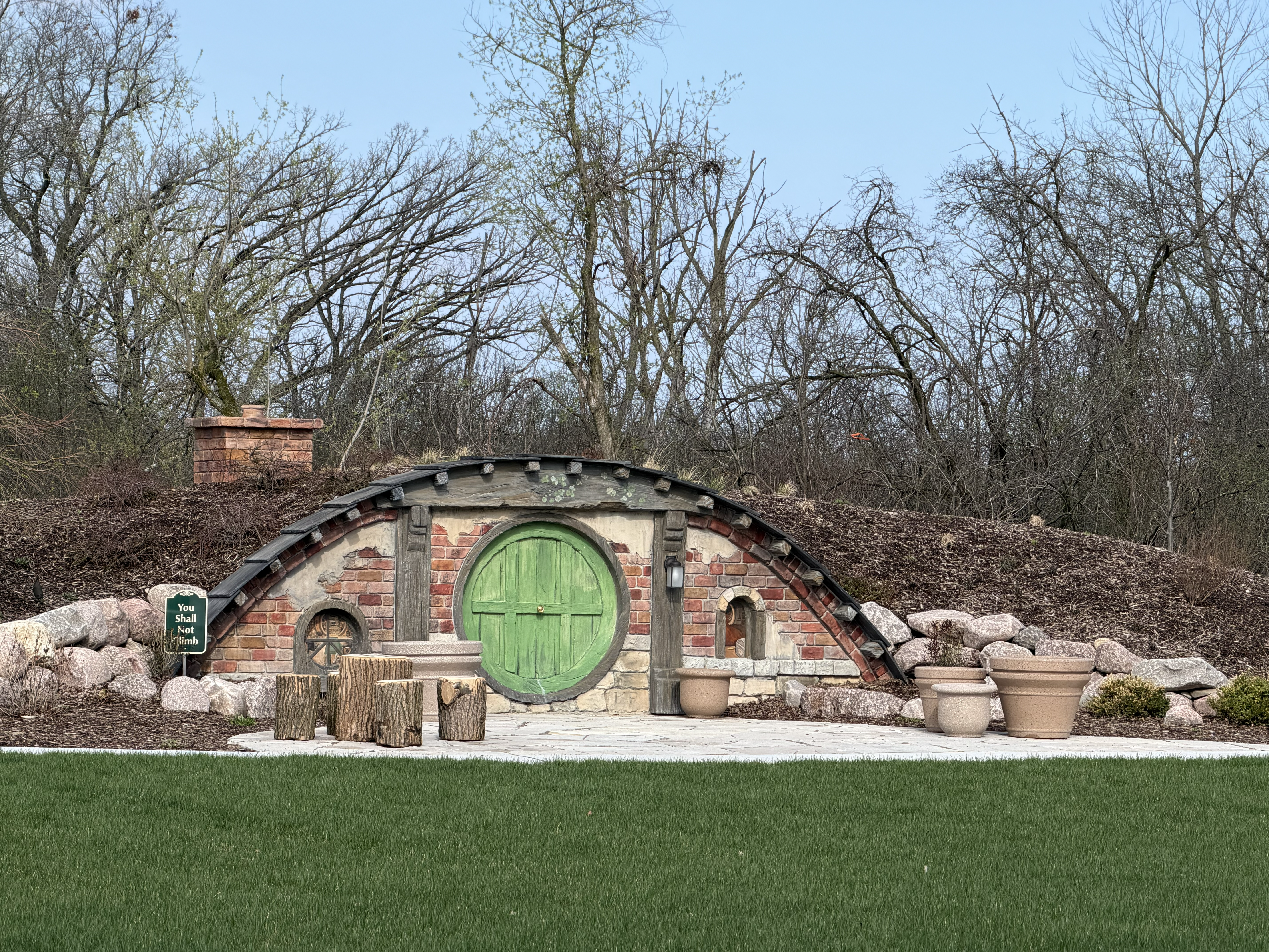 A Picture of the Hobbit house inspired decorative berm