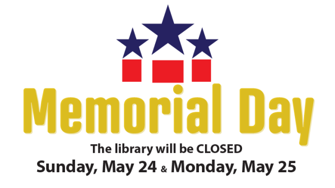 Memorial Day image of three blue starss on top of three red boxes on a white background