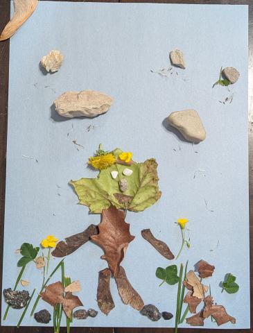 Found art assemblage using materials found outdoors. Art by Sophia Lagunas